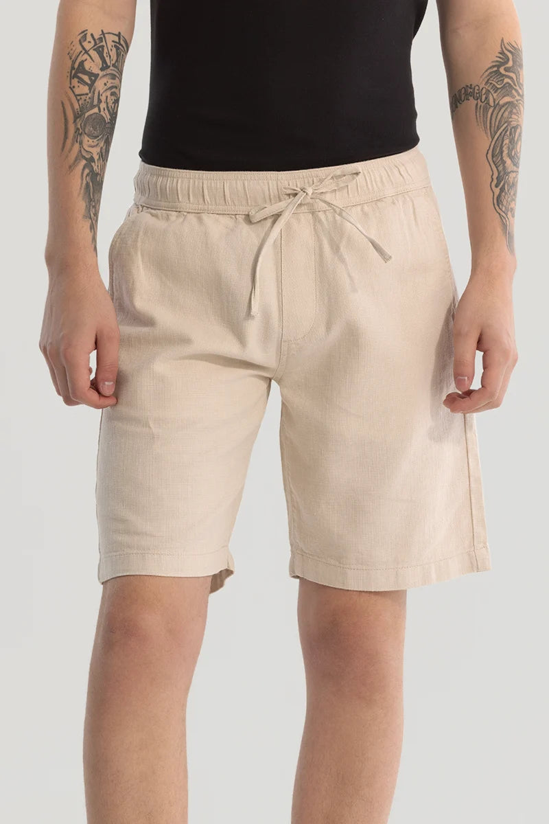 Cream Cotton Shorts