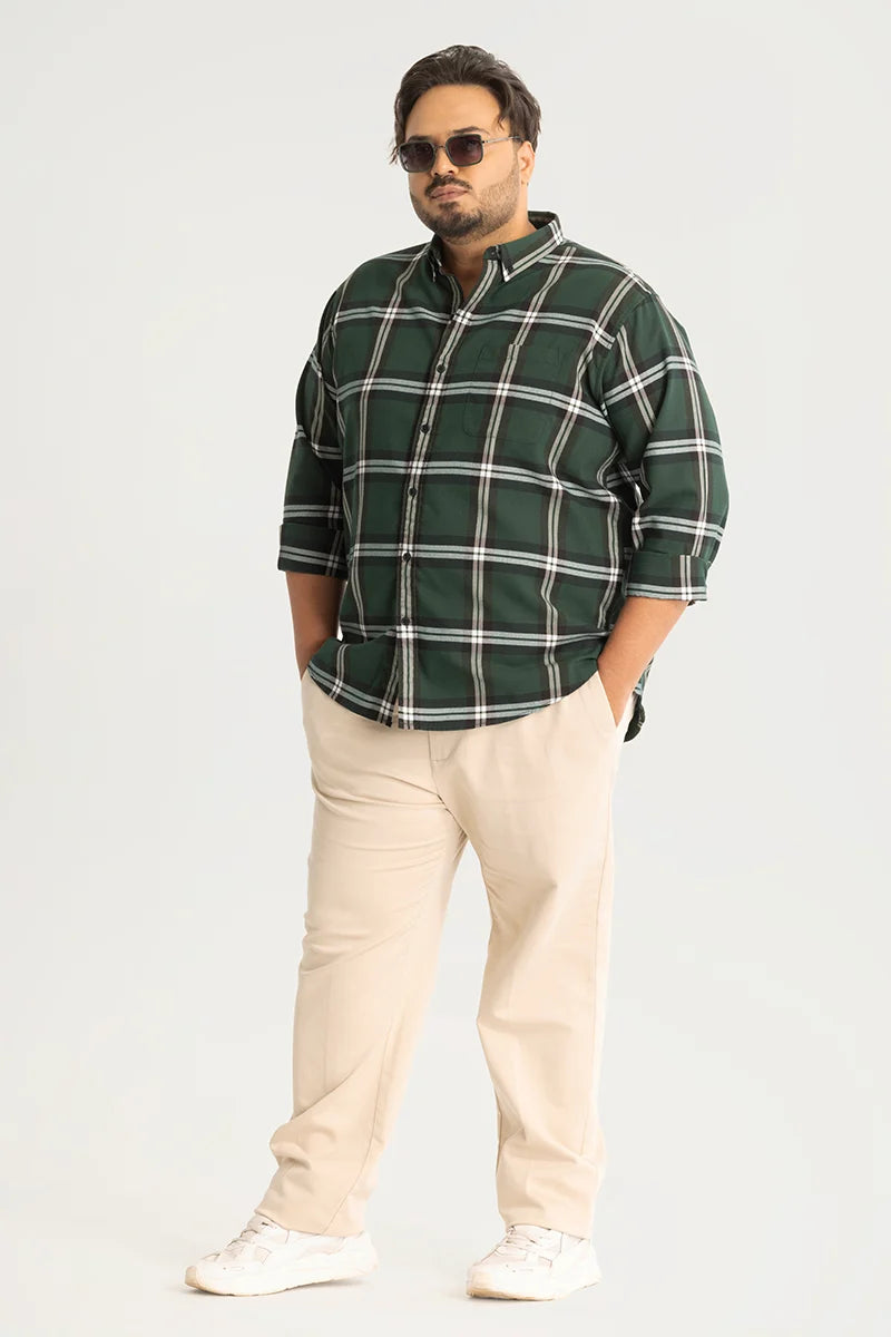 Guido Green Checks Plus Size Shirt