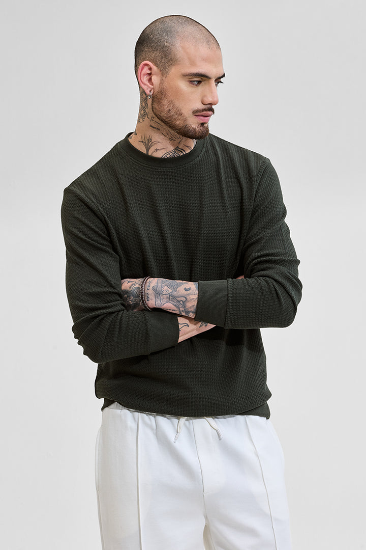 Olive Textured Sweatshirt