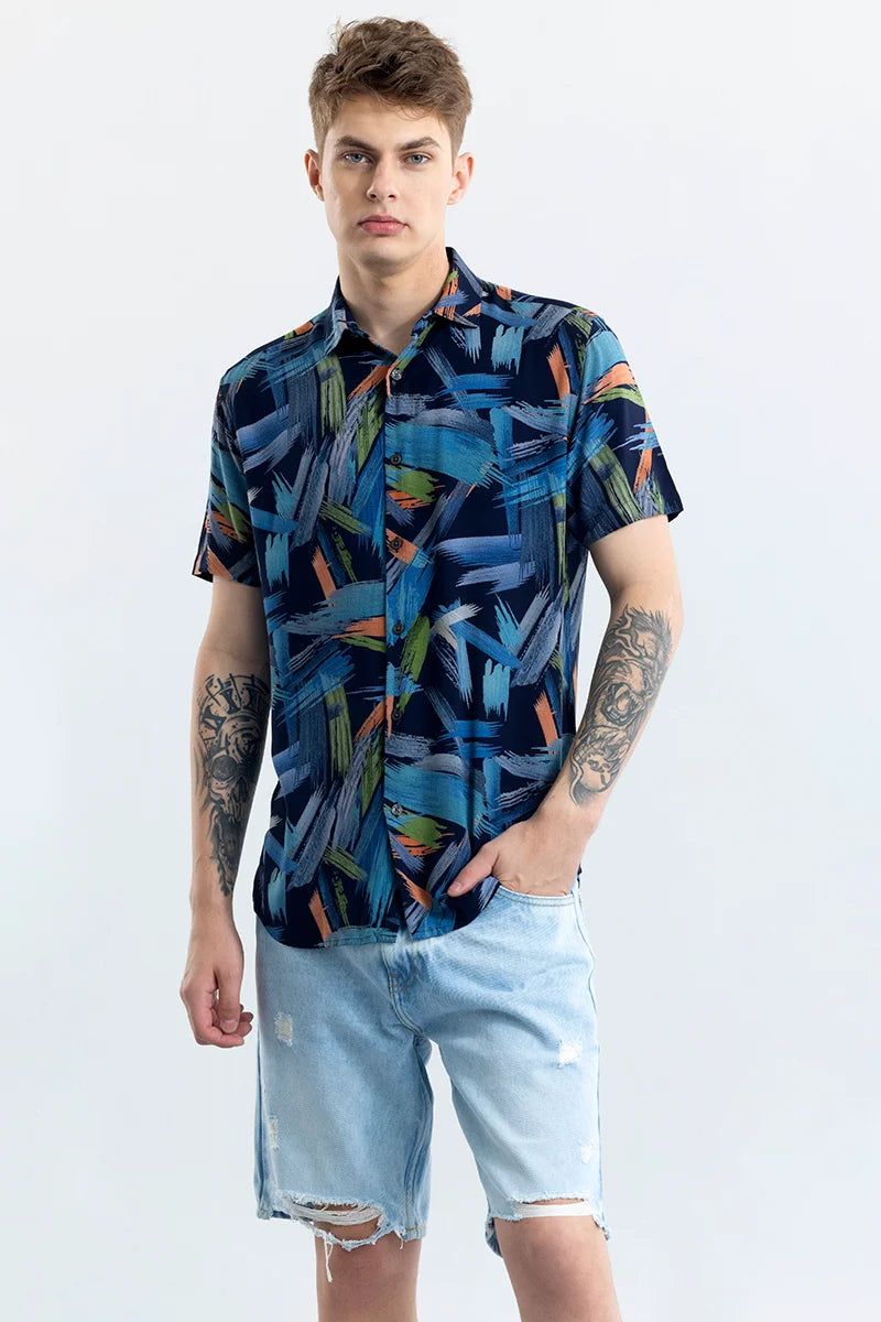 Silvana Blue Abstract Shirt