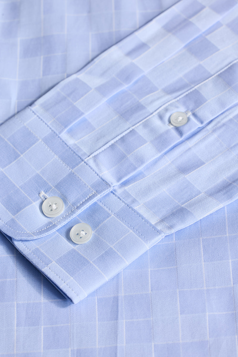 Light Blue Self Checks Shirt