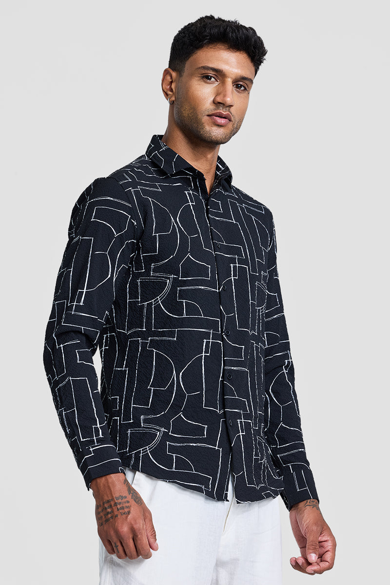 Black Textured Abstract Shirt