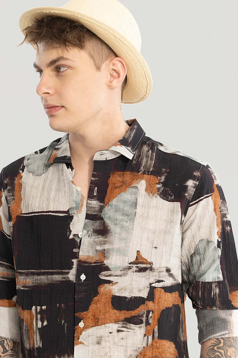 Brown Textured Abstract Shirt