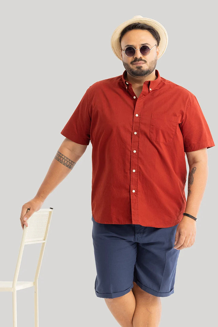 Downtown Red Oxford Plus Size Shirt