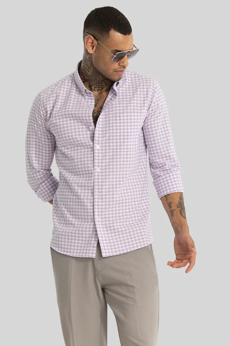 Lavender Gingham Checks Shirt