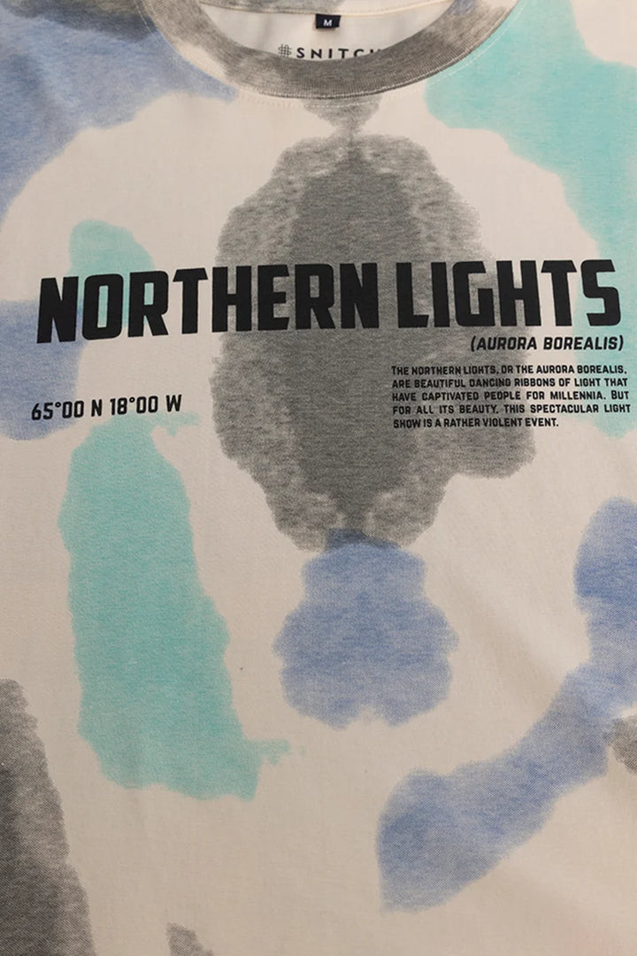 NorthernLights Printed Cream Oversized T-Shirt