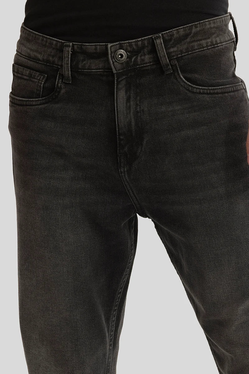 Ember Charcoal Grey Plain Comfort Fit Jeans