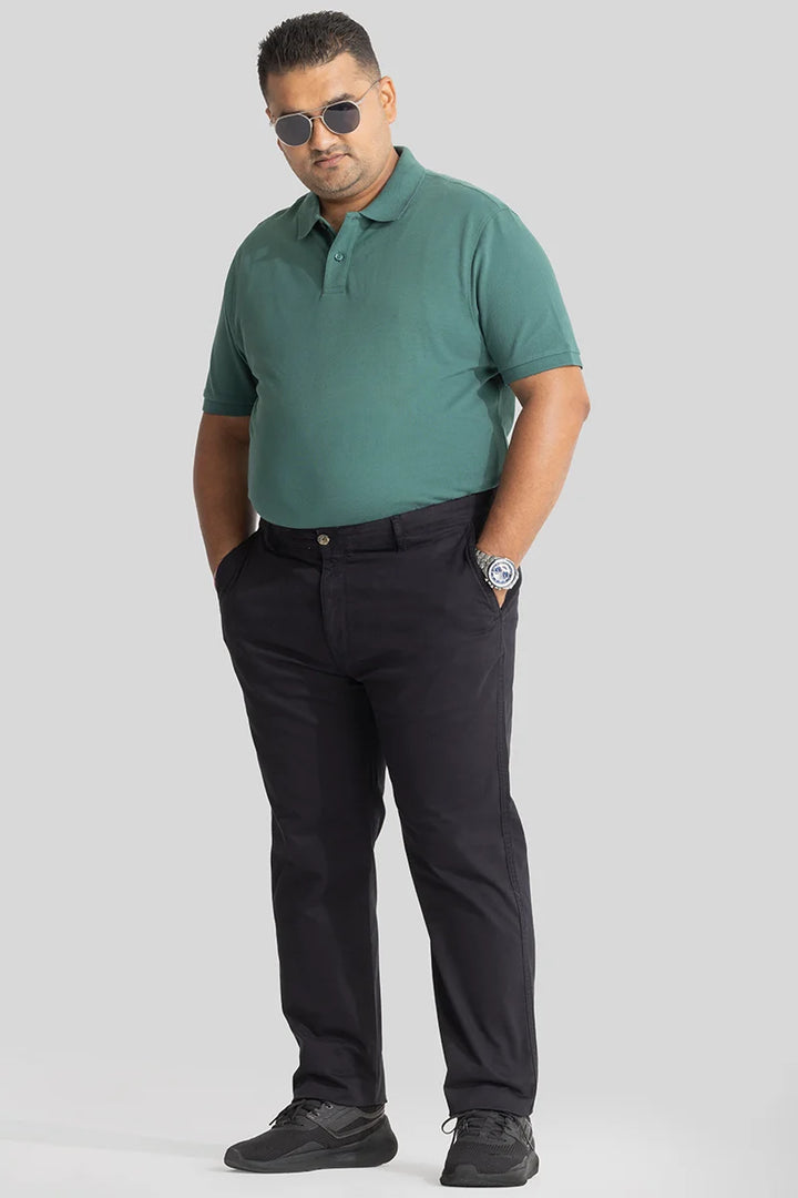 Seemly Charcoal Grey Plain Regular Fit Plus Size Chinos