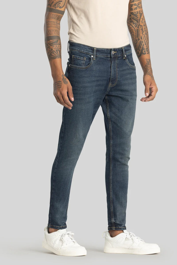 Electric Dark Blue Plain Skinny Fit Jeans