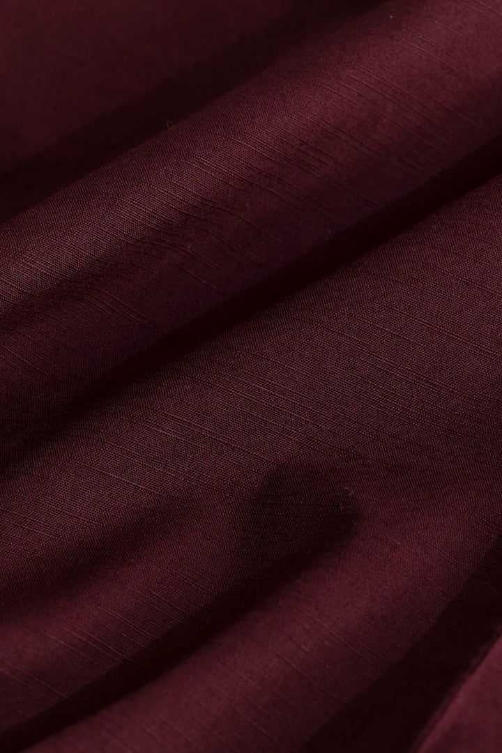 Mandarique Maroon Linen Blend Shirt