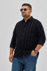 Charcoal Grey Stripes Corduroy Plus Size Shirt