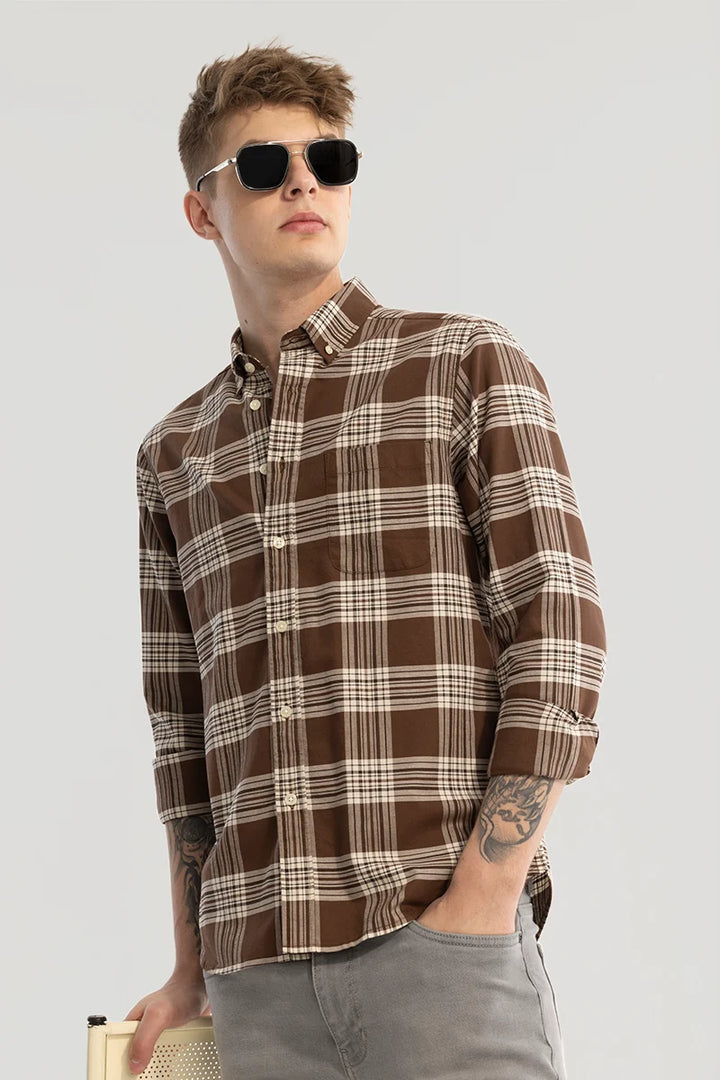 Brown Checks Oxford Shirt