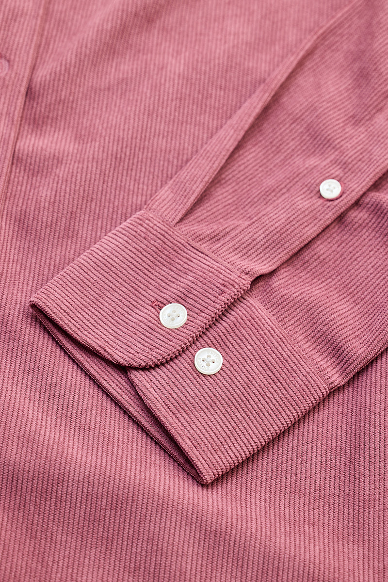 Pink Slim Fit Corduroy Shirt