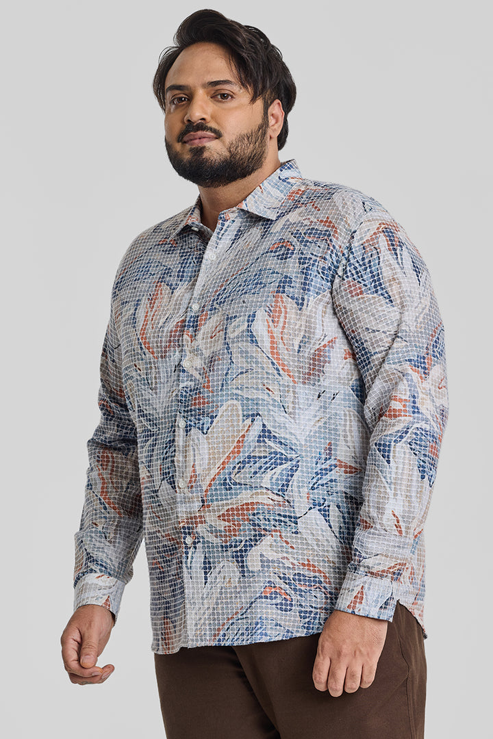 Multi Floral Textured Plus Size Shirt