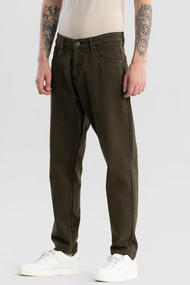 Loose Leisure Olive Baggy Fit Jeans