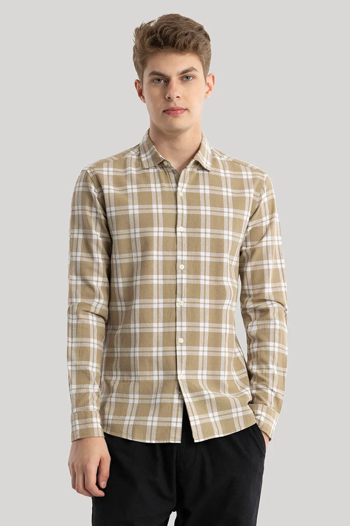 Freydis Light Brown Checks Shirts