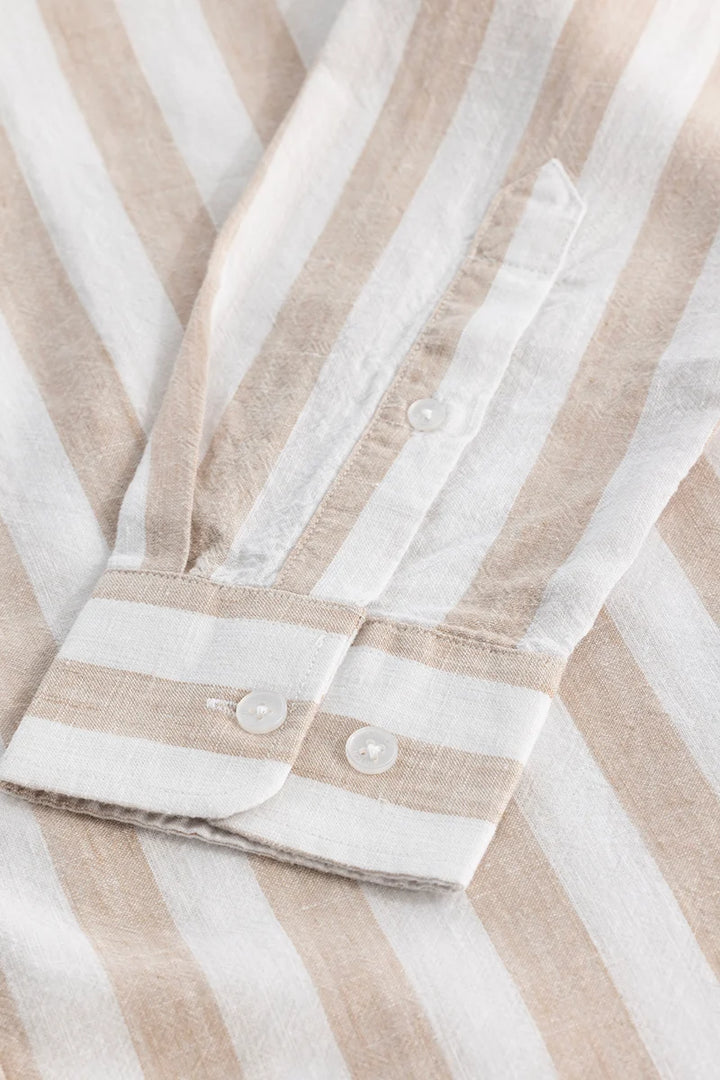 Peach Stripes Linen Blend Shirt