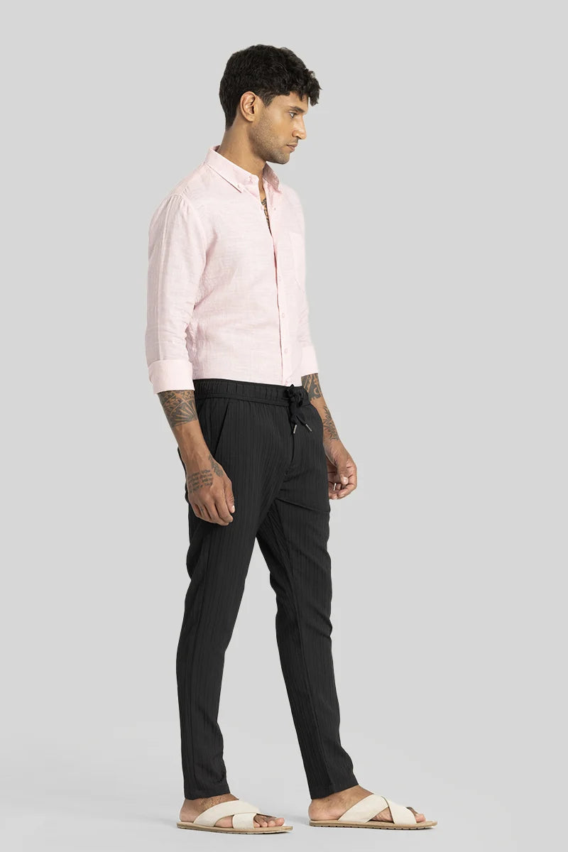 Harbor Black Plain Slim Fit Trousers