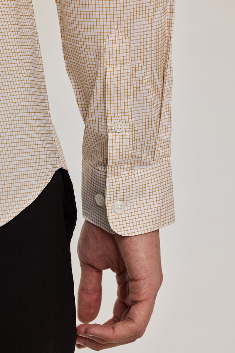 Beige Checks Giza Cotton Shirt