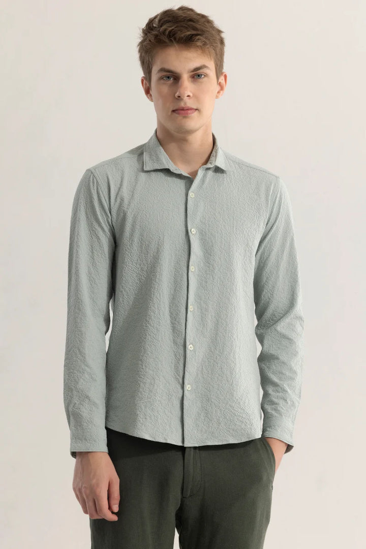 FlexiGarb Textured Light Green Shirt