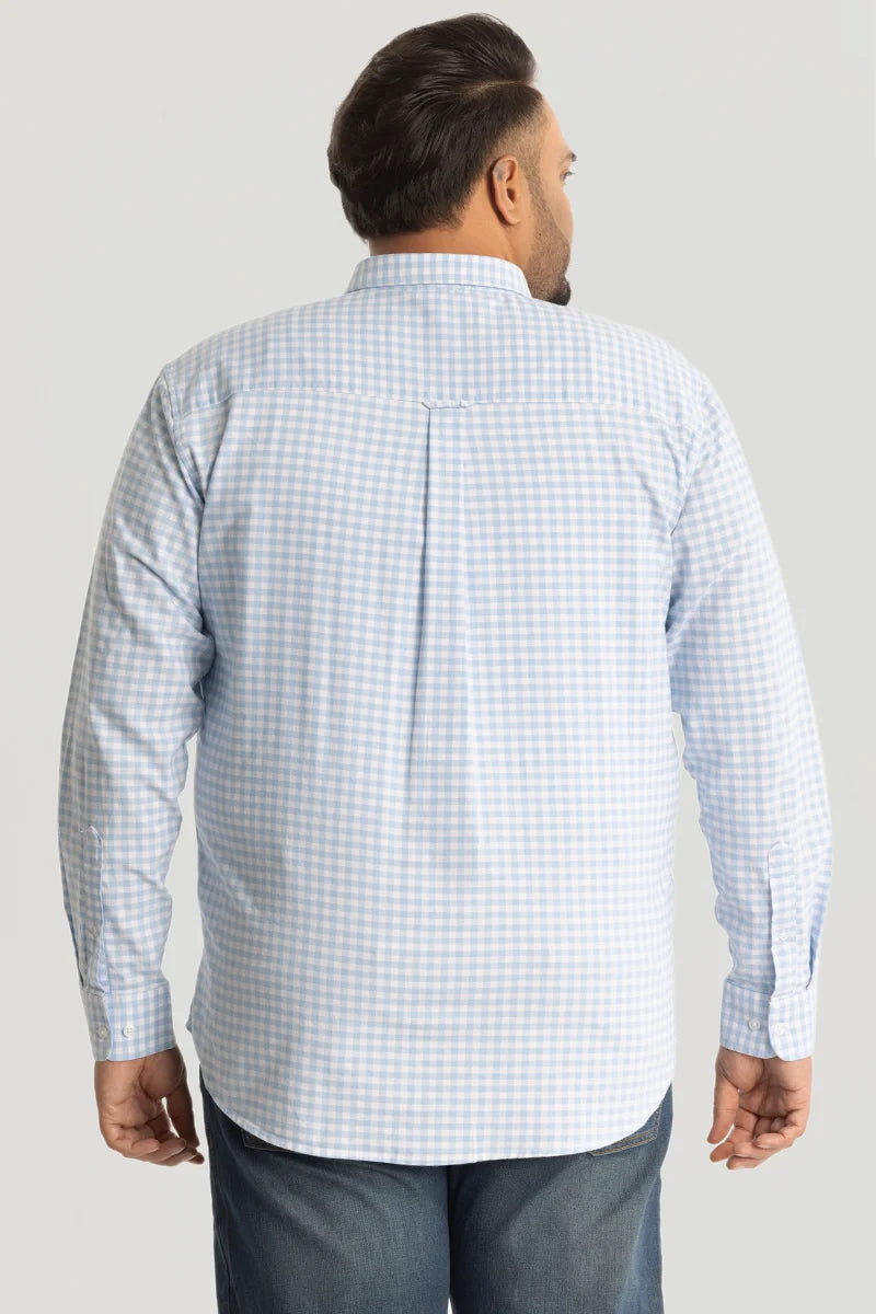 Light Blue Oxford Checks Plus Size Shirt