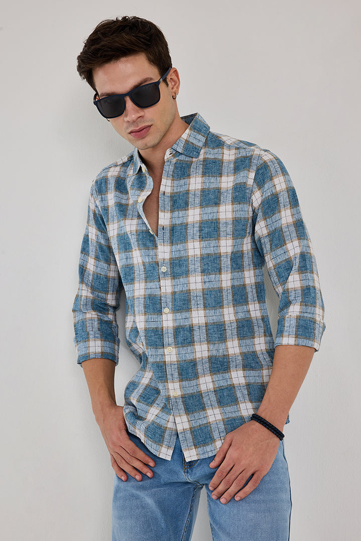 Blue Checks Linen Shirt