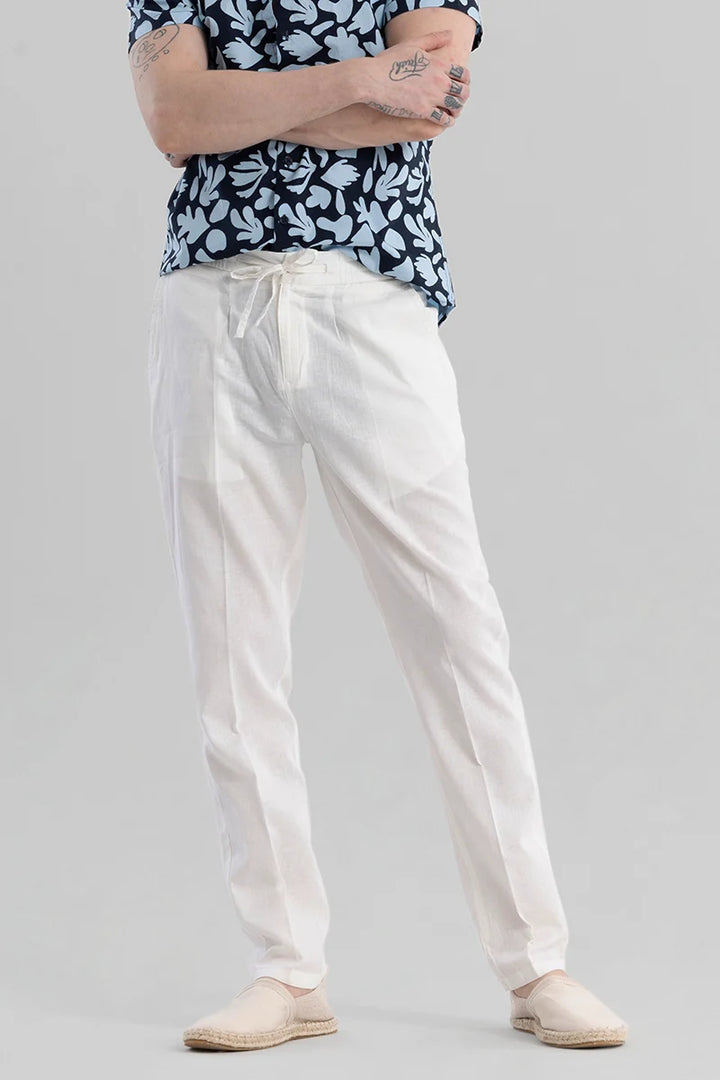 Nova White Linen Blend Trouser