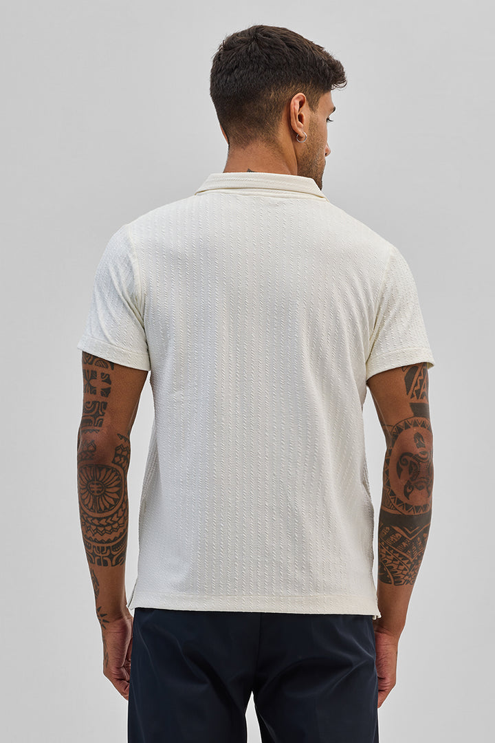 White Textured Cuban T-Shirt