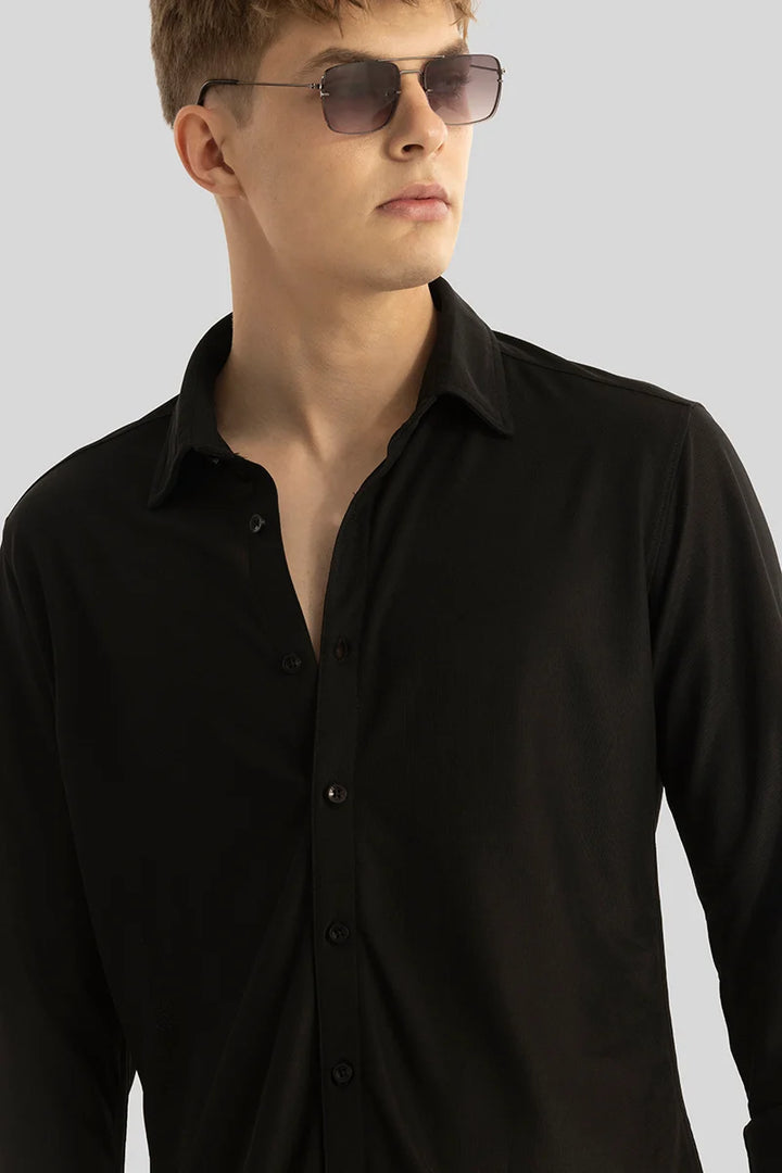 Carmine Black Knitted Shirt