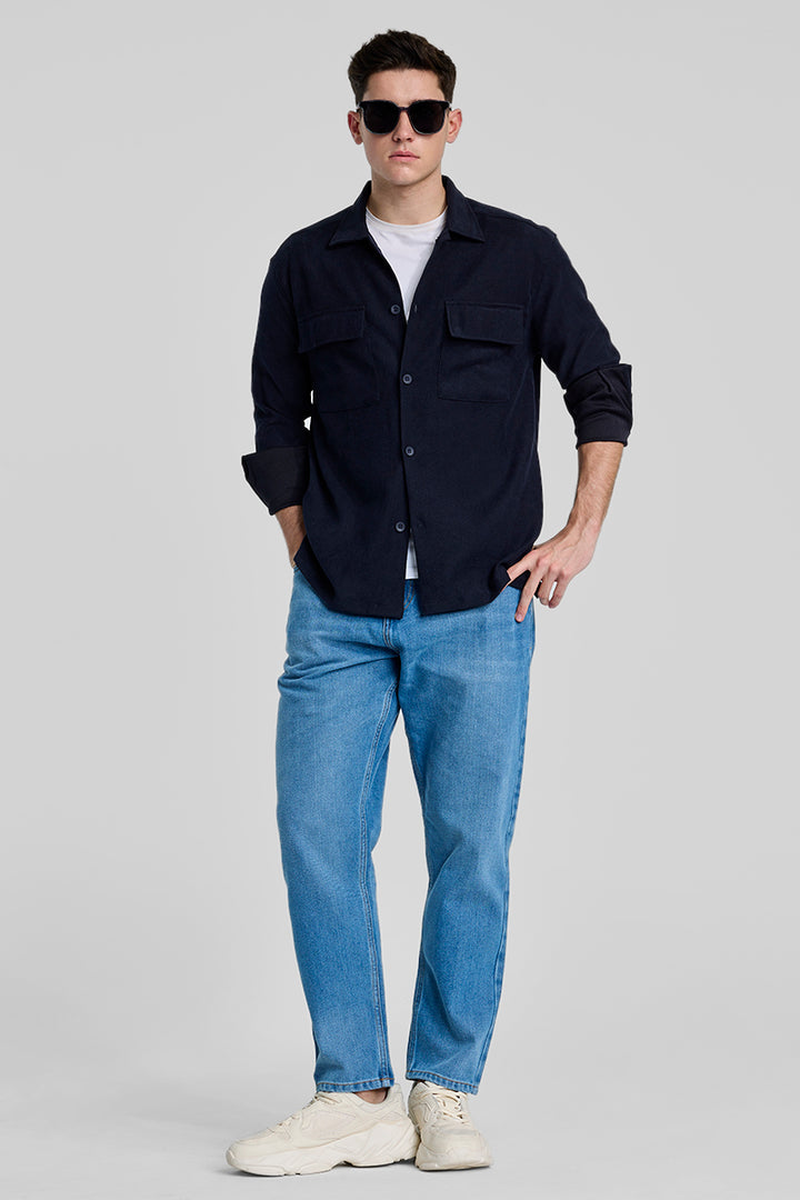 Navy Double Pocket Overshirt