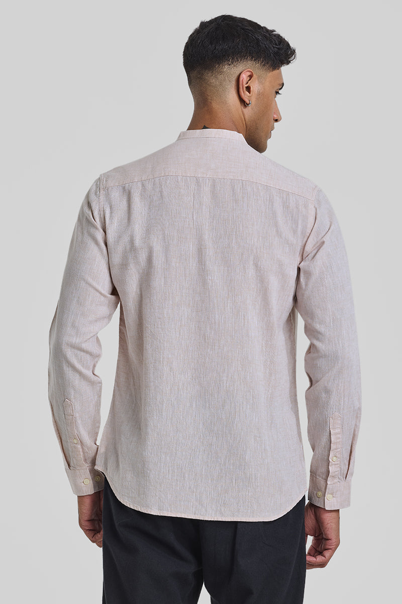 Cream Textured Linen Shirt