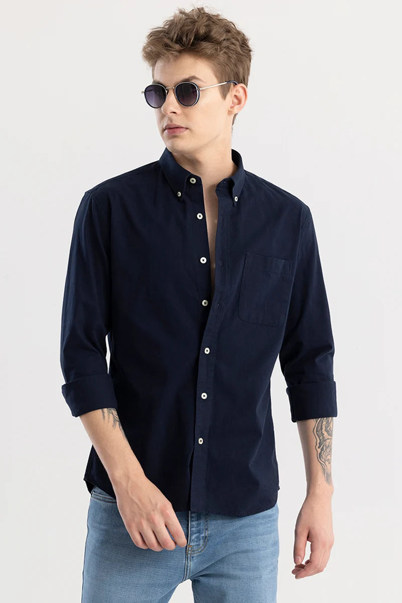 Buy Men's Shirtolo Plain Navy Shirt Online | Snitch – SNITCH