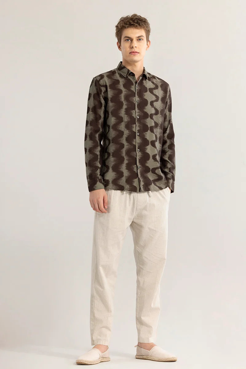 EmberFlow Olive Abstract Shirt