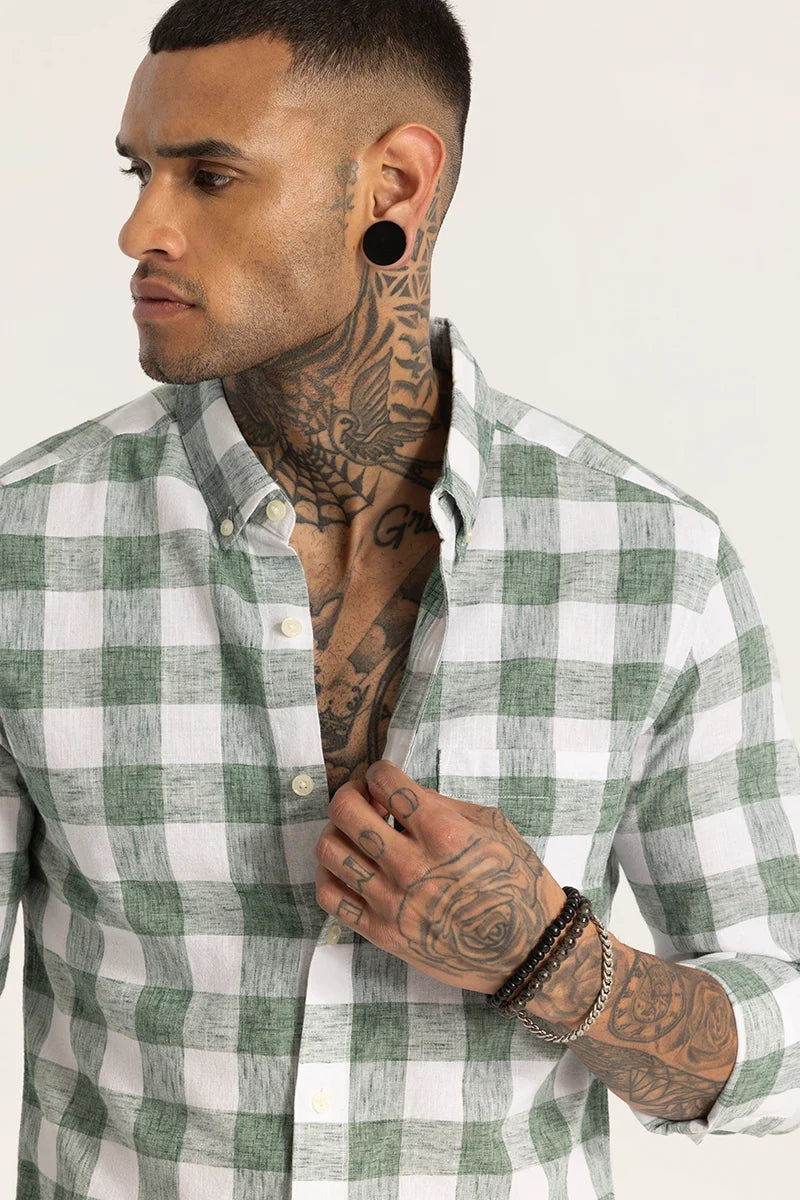 Green Checks Linen shirt