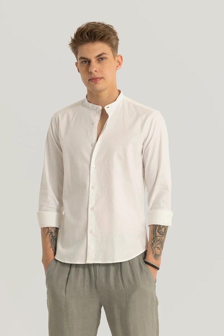 Zelie Off White Plain Stretch Shirt