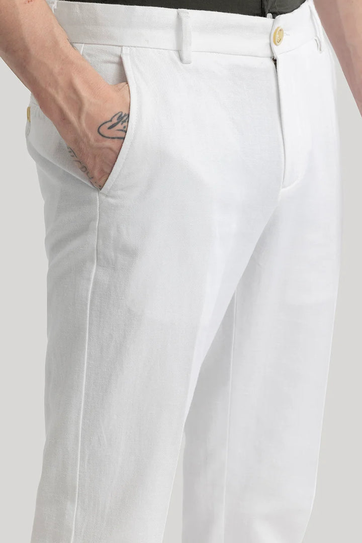 Mads White Plain Irish Linen Trousers