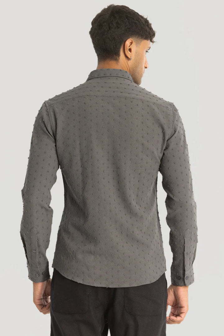 Grey Textured Slim Fit Shirt