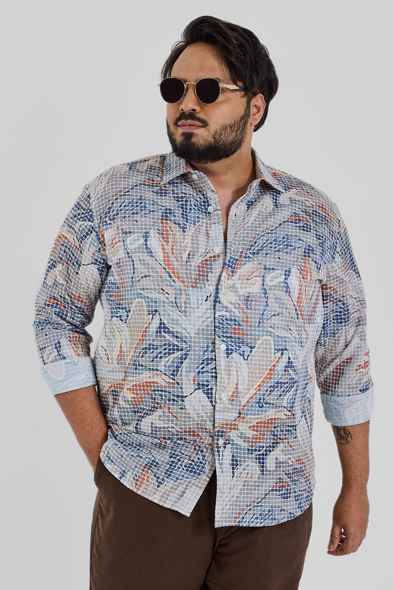 Multi Floral Textured Plus Size Shirt