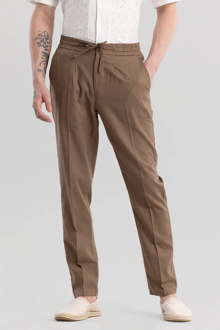 Nova Brown Linen Blend Trouser