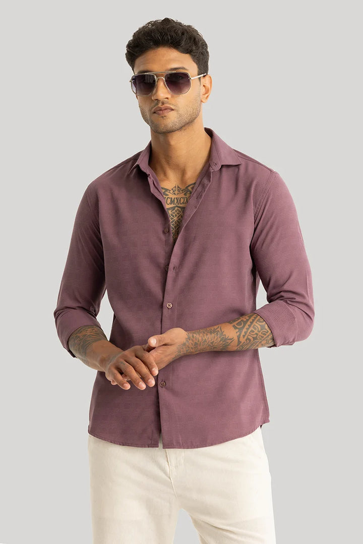 Anselmo Mauve Self-Design Shirt