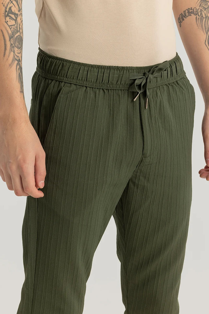 Harbor Olive Plain Slim Fit Pants