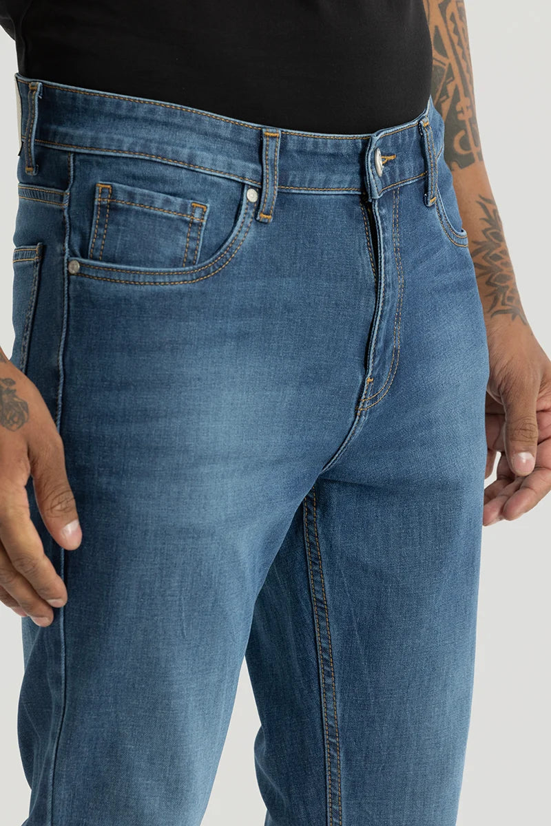 Slick Dark Blue Plain Slim Fit Jeans