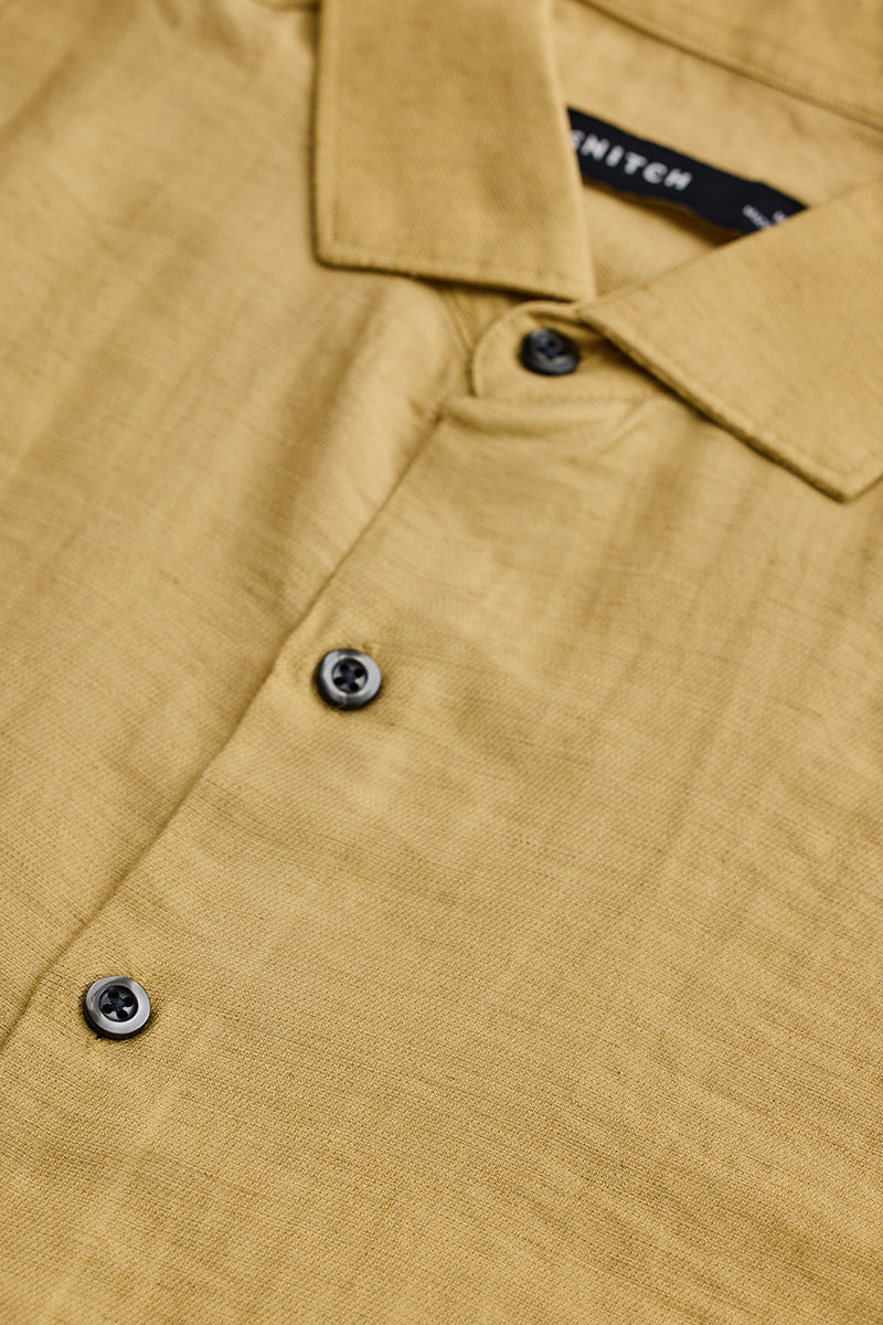 Yellow Textured Linen Blend Shirt