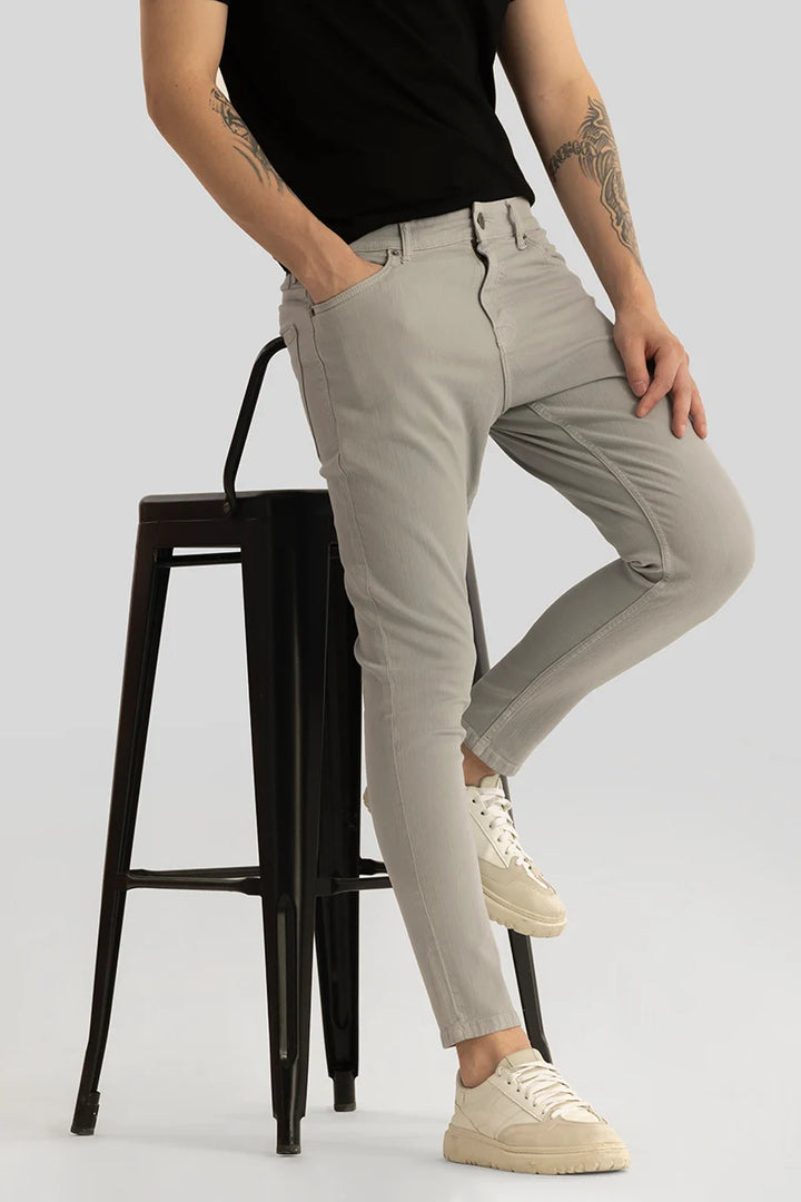 Quantum Grey Plain Skinny Fit Jeans