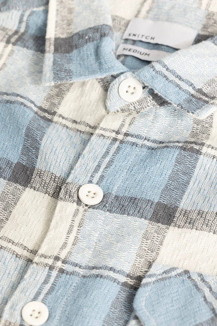 Light Blue Textured Checks shirt