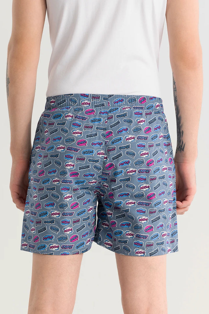 Gry Doodle Blue Printed Boxer