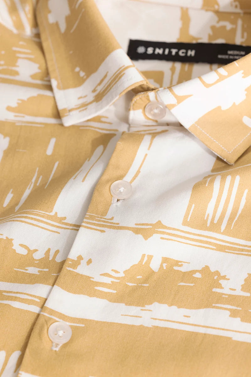 Yellow Abstract Slim Fit Shirt