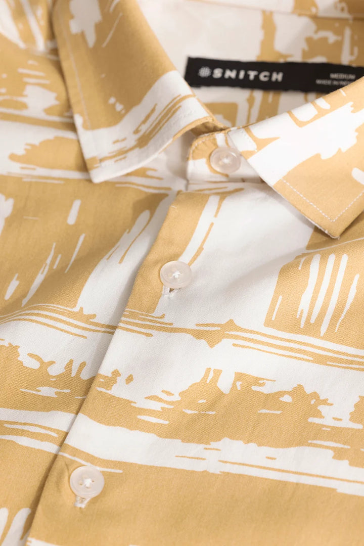 Yellow Abstract Slim Fit Shirt