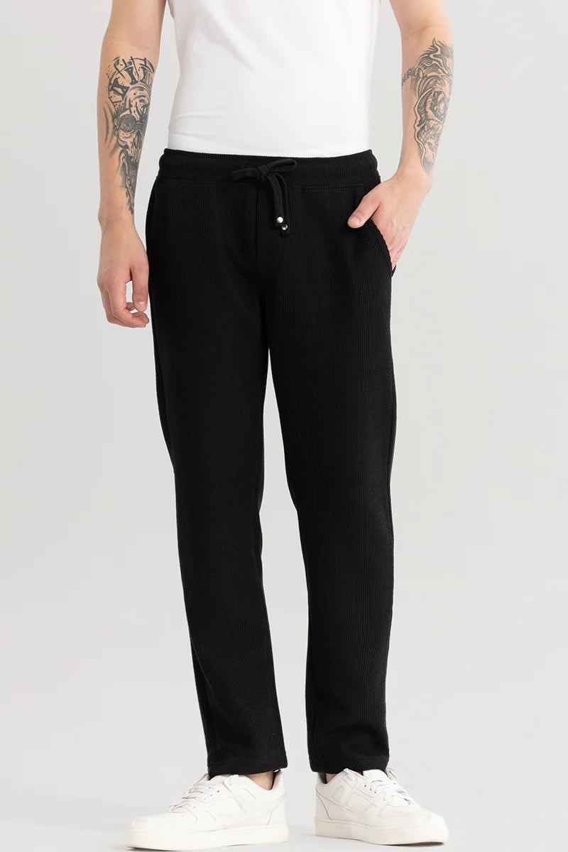 Wafflepants Black Relaxed Fit Joggers