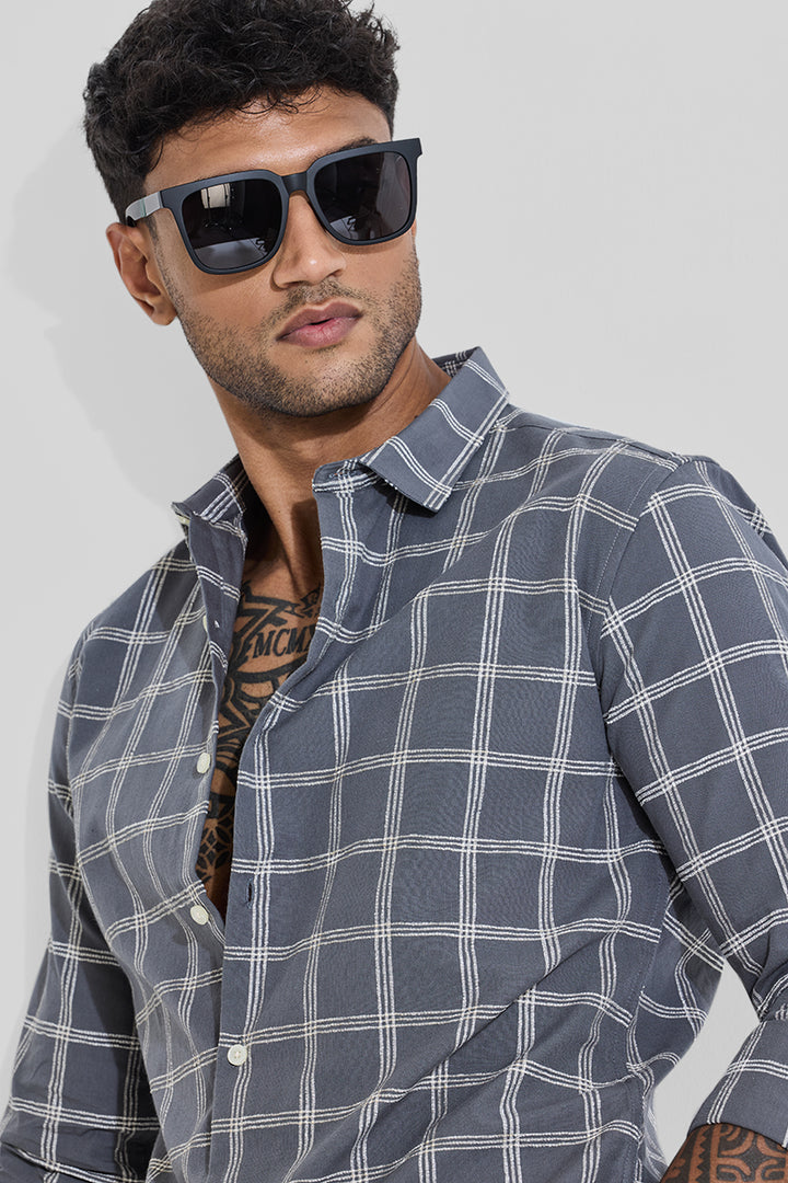 Grey Checks Slim Fit Shirt